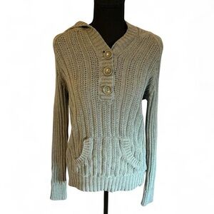 Sonoma Y2K Women's Gray Knit Sweater with Button Detail, Size Medium